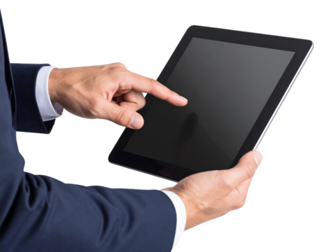 businessman touching tablet png transparent 