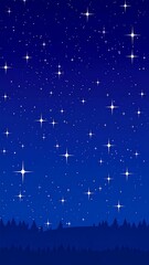 Night Sky over Silhouetted Trees.