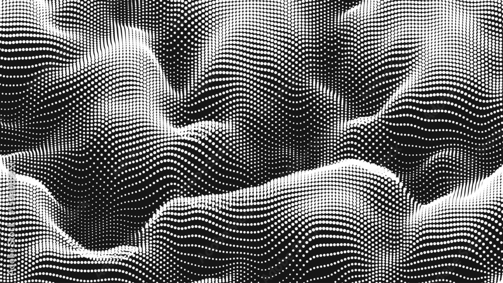 Wall mural point wave noise texture. abstract dot background. technological cyberspace background.