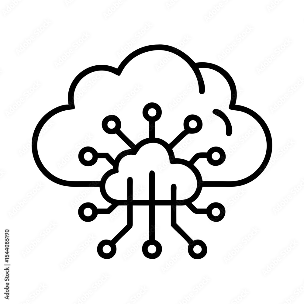 Poster cloud computing network diagram for data storage and sharing with connection nodes vector graphic de