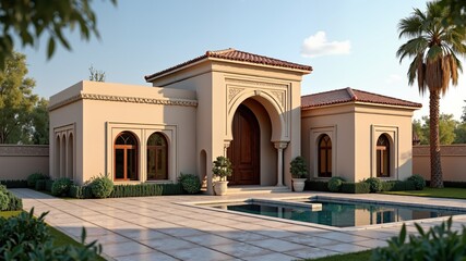 Obraz premium Morocco,Islamic, Arabic style house with pavillion. 3d rendering 