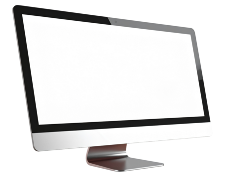 Curved monitor with a wide aspect ratio isolated on white or transparent png