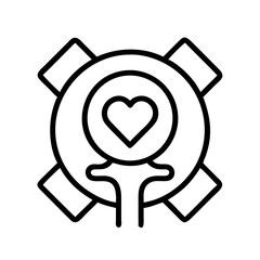 Explore love and technology a digital heart in gear icon design for creative projects and innovation