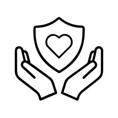 Hands holding heart shield vector illustration for charity love protection and care concept design 95