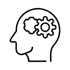 Mind gears icon representing thinking process, mental health, and problem solving ability concept
