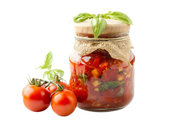 Homemade Tomato Basil Preserve Jar Red food cook  