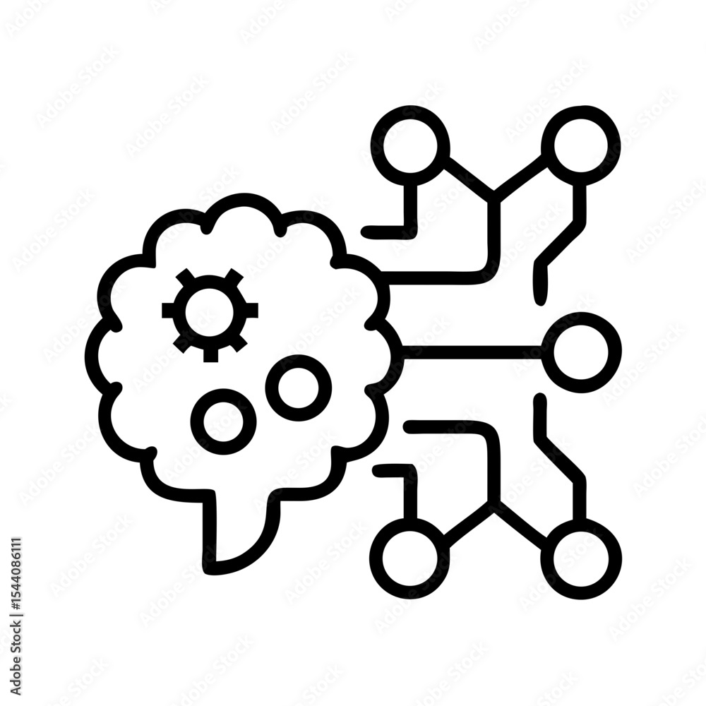 Poster artificial intelligence brain circuit board technology machine learning neural network concept icon