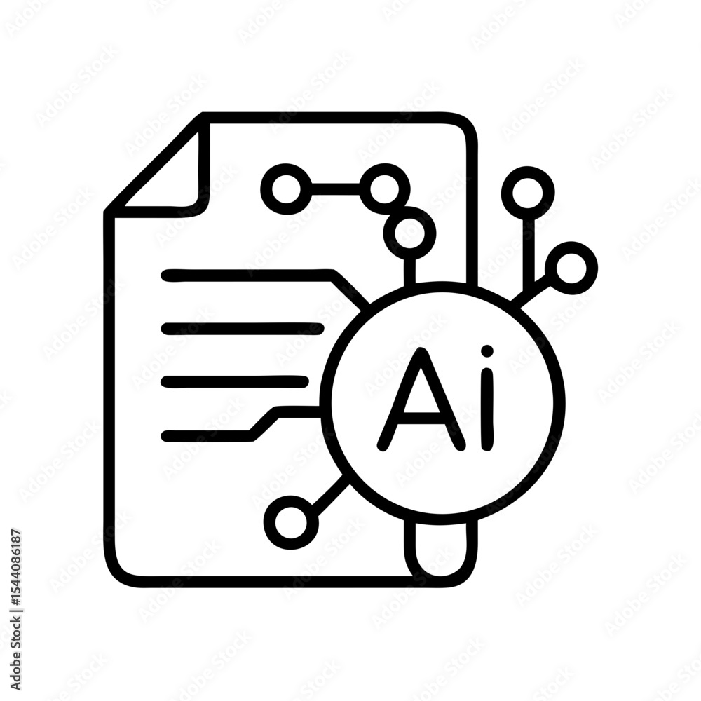Poster ai artificial intelligence machine learning document data analysis tech report icon vector graphic d