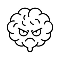 Angry brain cartoon vector illustration, mental health concept, stress, frustration, and negative emotions