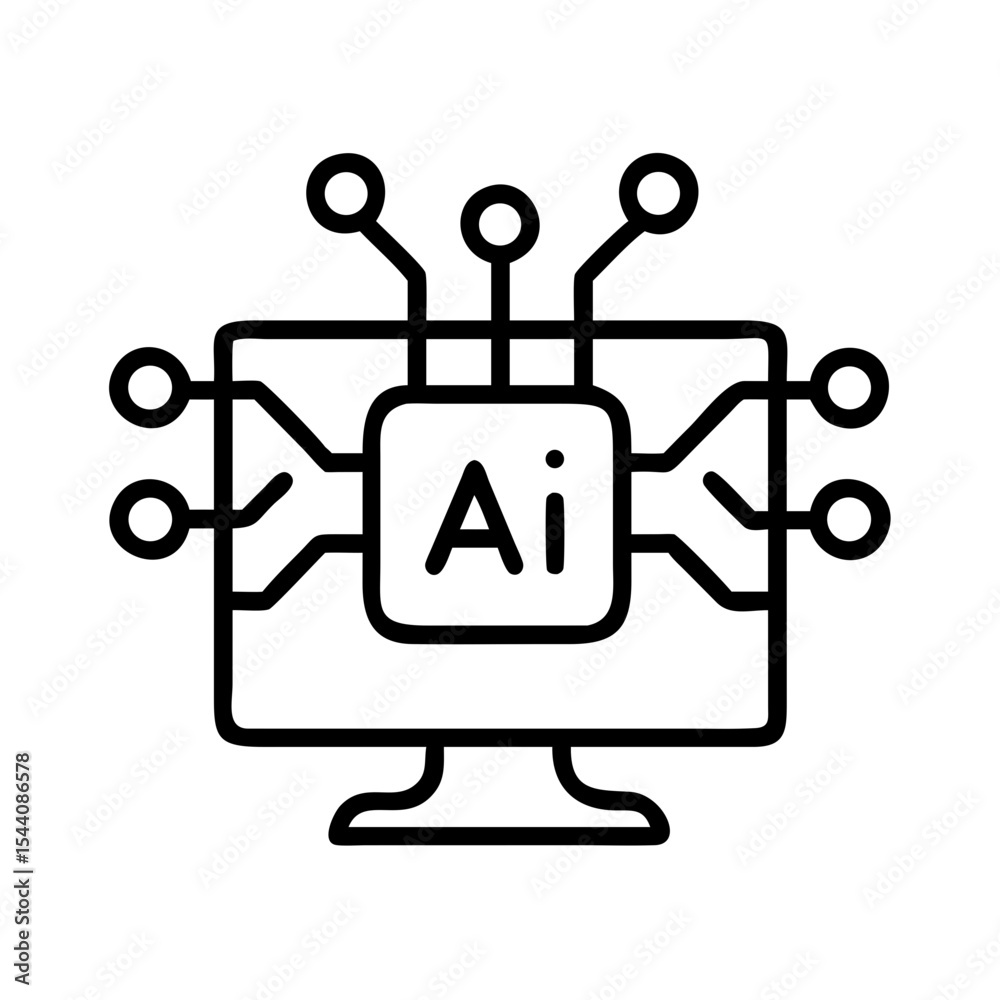 Poster ai artificial intelligence machine learning computer technology neural network icon vector graphic