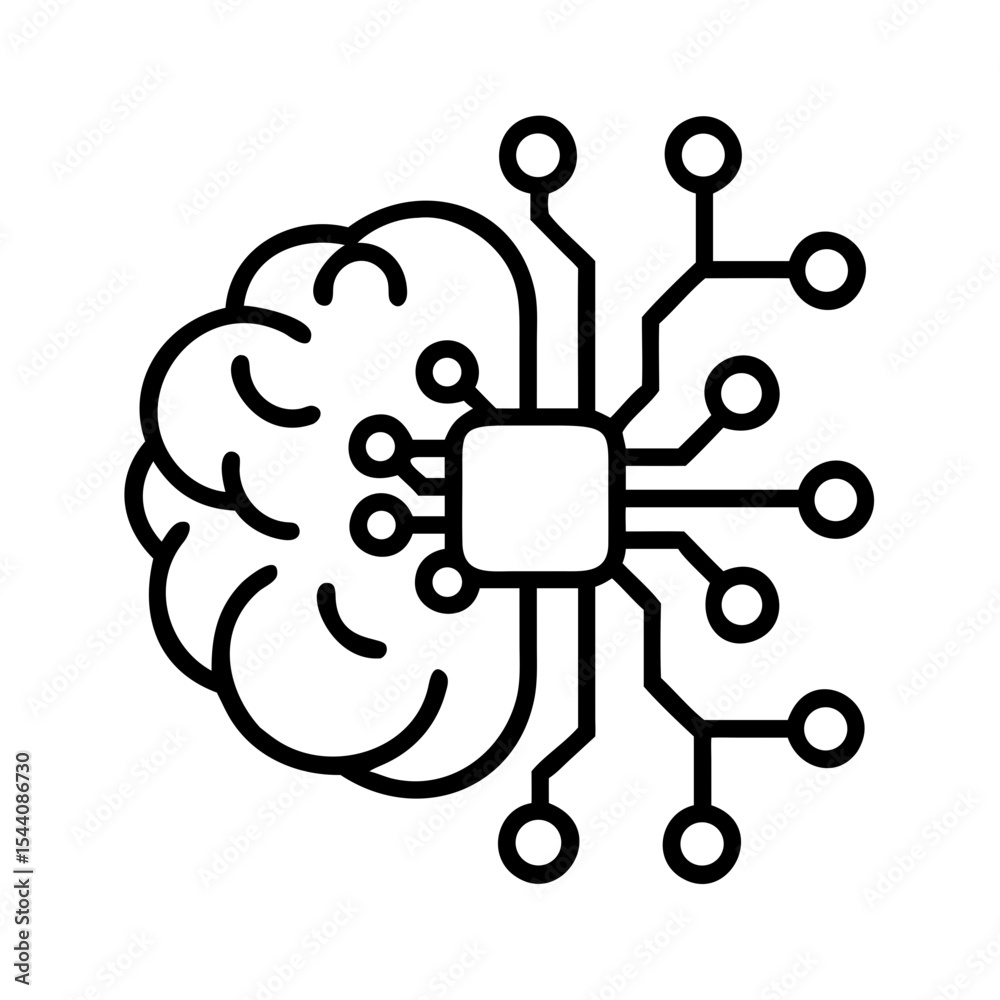 Poster ai brain technology concept with circuit board for machine learning and neural network design
