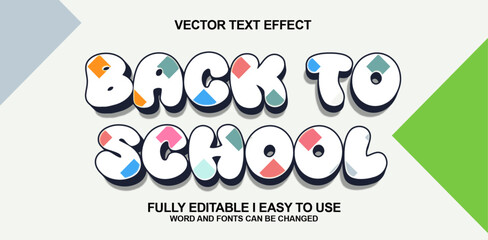 Back to School 3D Cartoon Text Effect &ndash; Fun & Colorful Editable Typography for Kids & Education Design