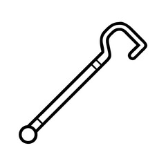 Illustration of a black and white cane walking stick mobility aid for seniors and disabled people care