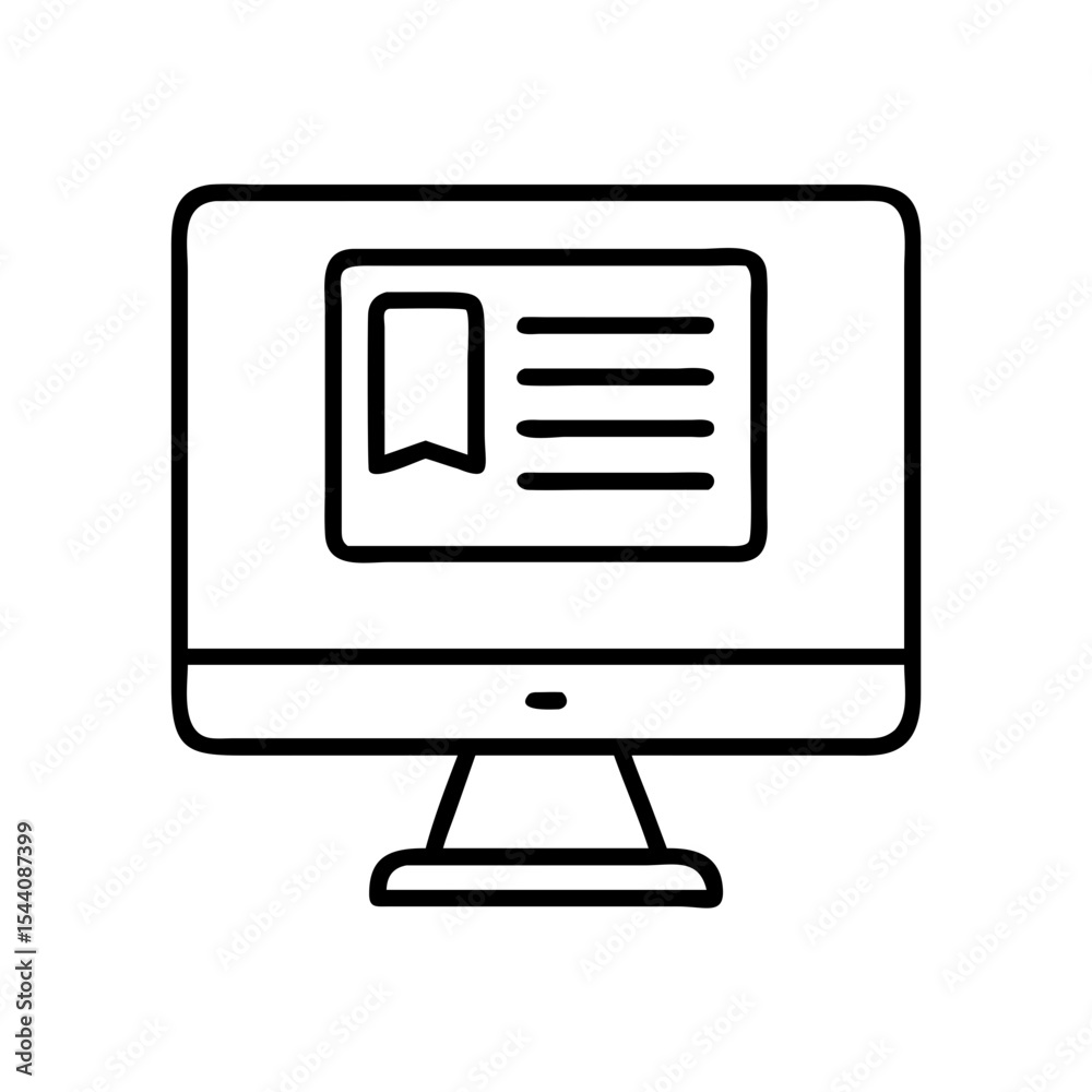 Fototapete Computer screen with document icon and text lines vector illustration for website and graphic design