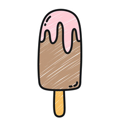 Ice cream on a stick in cartoon style raster illustration
