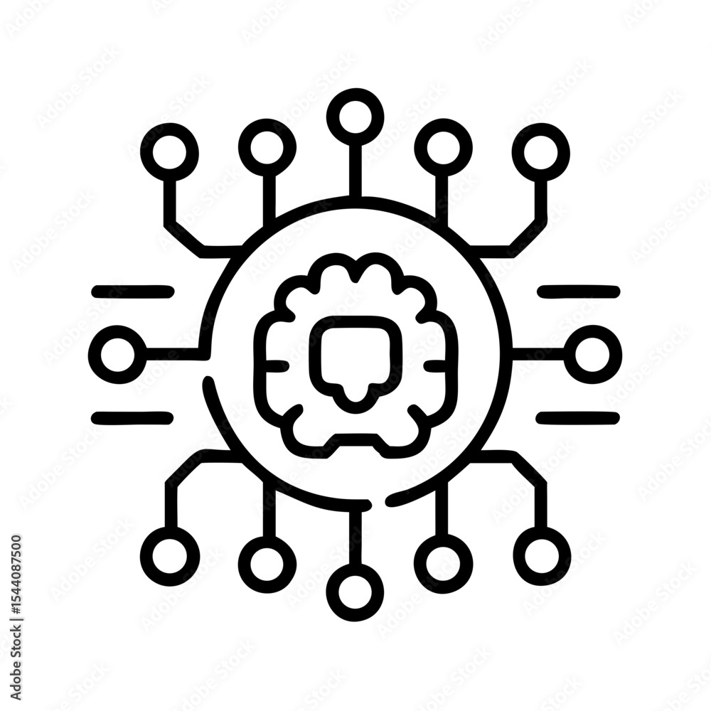 Poster artificial intelligence ai brain neural network machine learning technology icon vector design
