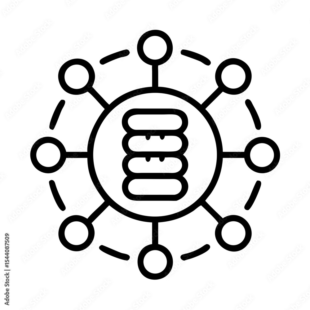 Poster Data server network connection diagram for database management and cloud computing infrastructure icon