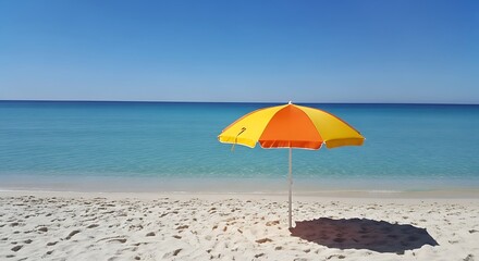 "Beach Vacation – Real Photo of Summer Relaxation with Ocean and Umbrella"

