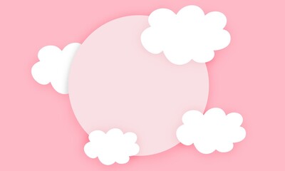 Pink background with clouds and round place for text
