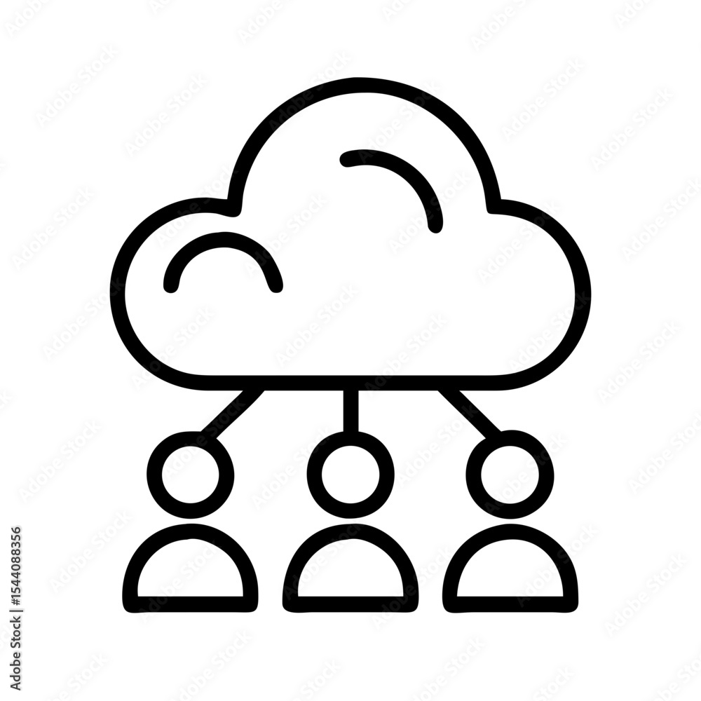 Poster cloud computing network icon for data sharing and collaboration with team members online vector