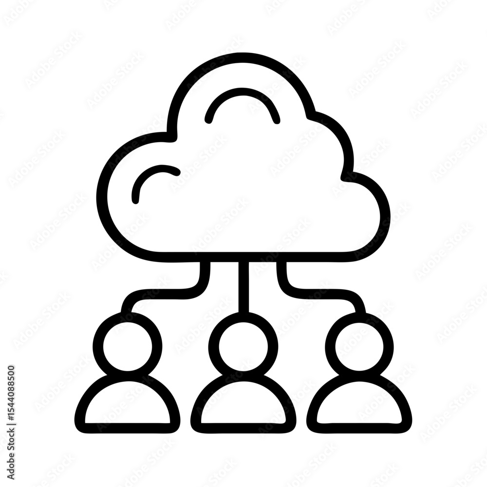 Poster Cloud computing network diagram showing data sharing and collaboration between multiple users online