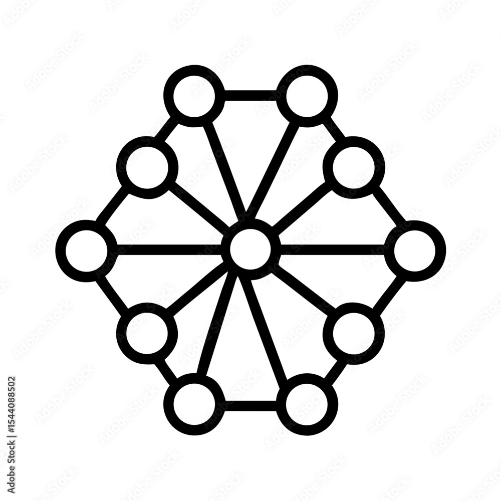Poster geometric network diagram illustration with connected nodes and lines for data visualization use cas