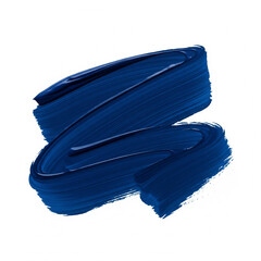 Dark blue abstract paint brush stroke isolated on white background