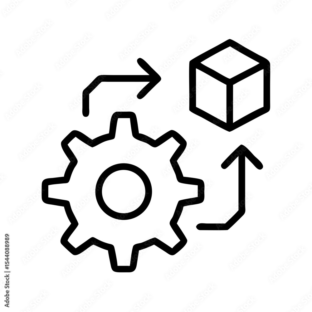 Poster gear mechanism process automation cube workflow diagram for business and engineering applications