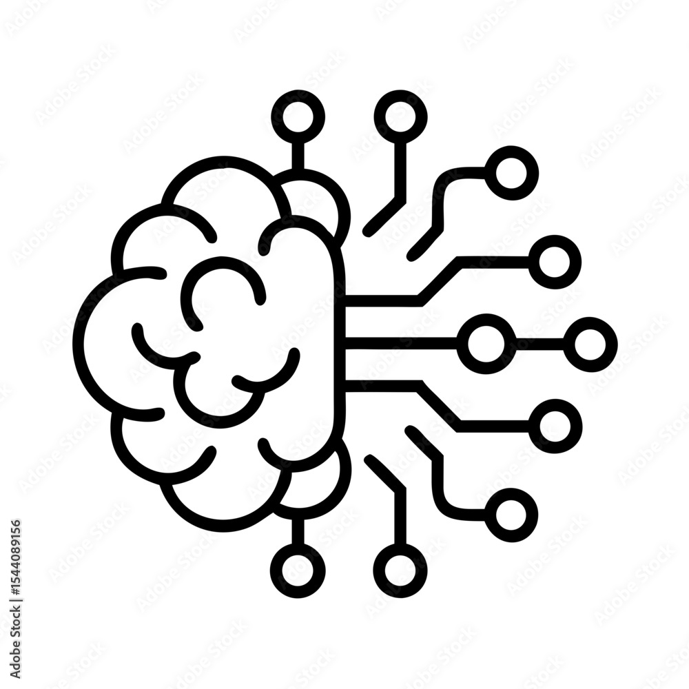 Poster artificial intelligence brain technology concept for neural network and machine learning vector icon