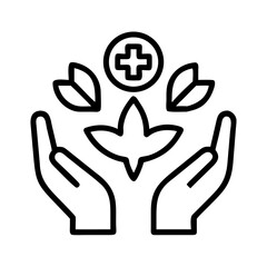 Holistic healthcare and alternative medicine logo design with hands and leaves for wellness business idea