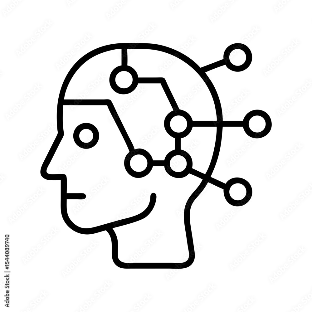 Poster artificial intelligence head brain neural network machine learning ai technology concept icon vector