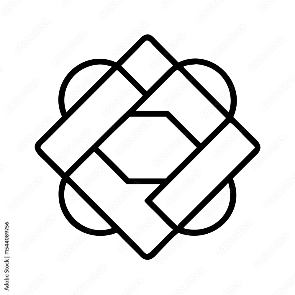 Poster geometric knot vector design element for logo design interlocking shape abstract line art pattern gr