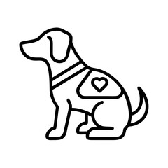 Vector graphic of a service dog with heart symbol for pet adoption and animal rescue organizations