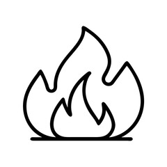 Obraz premium Outline fire flame vector icon illustration, bonfire symbol, campfire sign, hot burn blaze design