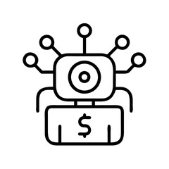 Ai financial advisor robot icon, automated investment strategy and robotic finance management system concept