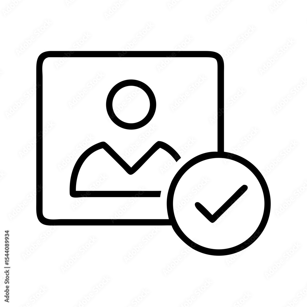 Poster profile picture with check mark icon for user account verification and profile confirmation design