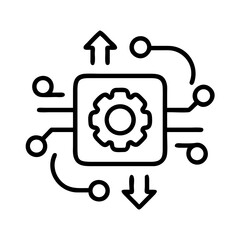 Automation process icon vector, system integration, data flow, workflow, digital technology design