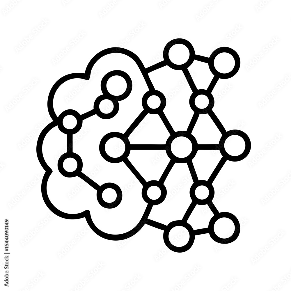 Poster Network brain connection icon for ai artificial intelligence neural network and machine learning concept design