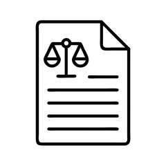 Legal document with scales of justice icon vector for law firm or legal services representation, icon