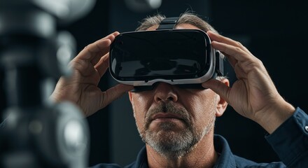 Person using virtual reality headset