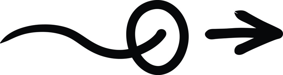 Hand-Drawn Doodle Curly Line with Arrow - AI Generative
