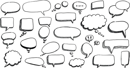 Extensive Hand Drawn Doodle Speech Bubbles & Comics Vector Set AI Generative

