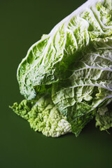Fresh organic chinese cabbage ready for cooking healthy vegetarian food close-up