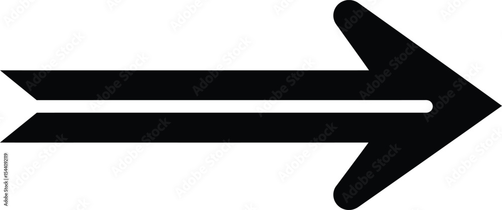 Poster black solid right arrow with double horizontal lines - ai generative