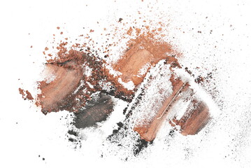 Colorful face powder stroke isolated on white background, collection