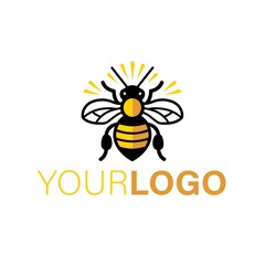 A stylized bee logo is isolated on white background