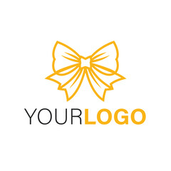 A golden bow logo is isolated on white background