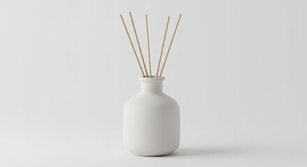 ceramic aroma diffuser with reed sticks, spa style, isolated on white background