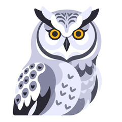 Cute Owl Illustration-Digital Art of a Grey Owl with Yellow Eyes-Whimsical Owl Design for Crafts and Decor-Owl Clipart for Projects