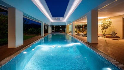 Obraz premium tranquil indoor swimming pool at night